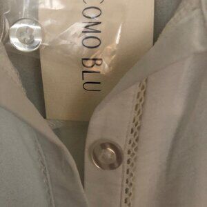 Como Blu Crochet Detail Summer Weight blouse - eggshell XL NWT